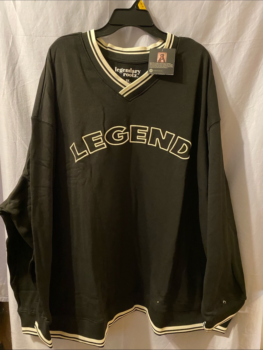 Justice Black Sweatshirt with Cream Trim and 'LEGEND' Chest Graphic + tee shirt